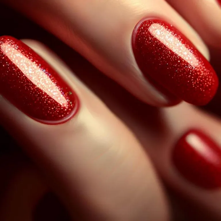 Červené nehty s třpytkami: vytvořte ohromující manikúru plnou elegancie
