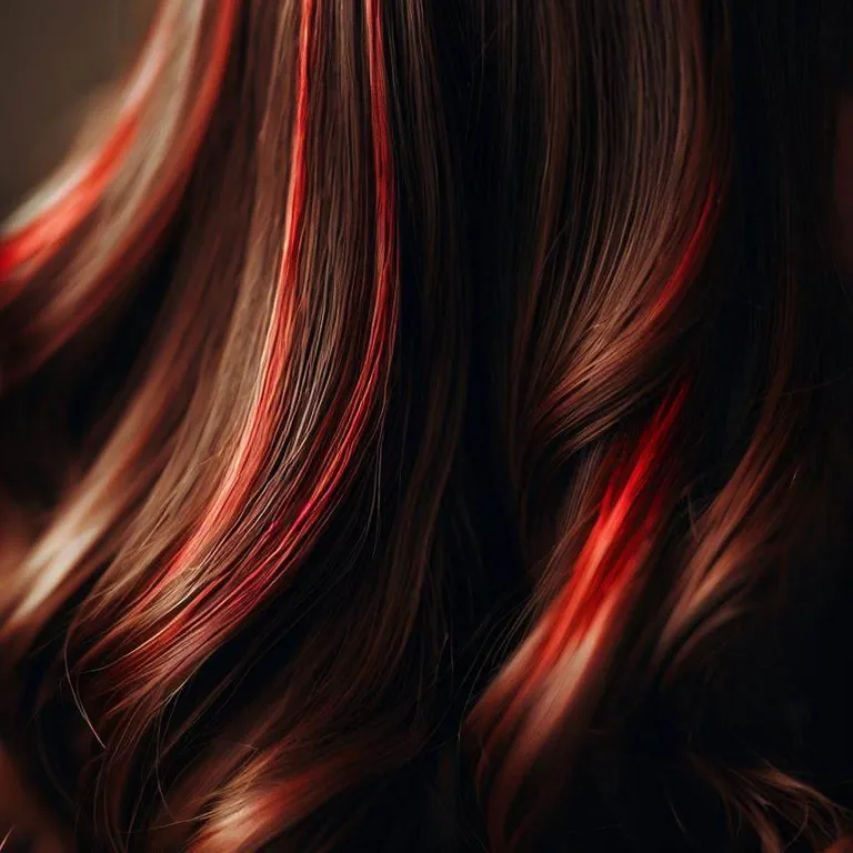 Červený melír na hnědé vlasy