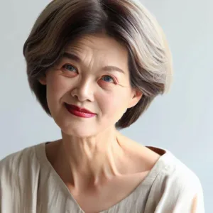 Kulatý obličej: účesy krátké vlasy pro starší ženy